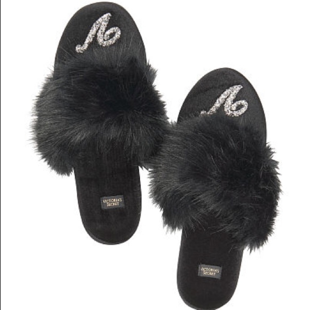 VS Velvet Logo Slippers NWOT